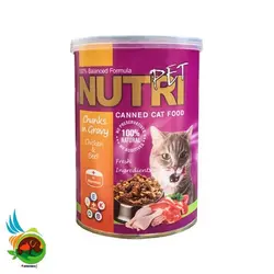 کنسرو گربه نوتری با طعم مرغ و گوشت مدل Nutri Chicken & Beef وزن 425 گرم