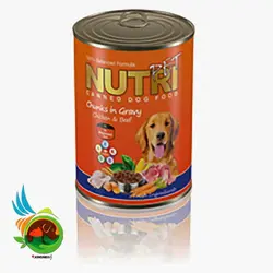 کنسرو چانک مرغ و گوشت قرمز و جگر نوتری مخصوص سگ وزن 425 گرم