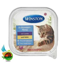 ووم گربه وینستون با طعم گوشت بره و مرغ مدل Winston mit Lamb وزن 100 گرم