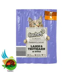 تشویقی مدادی گربه کچت با طعم گوشت و بوقلمون Cachet Lamm & truthahn بسته 10 عددی