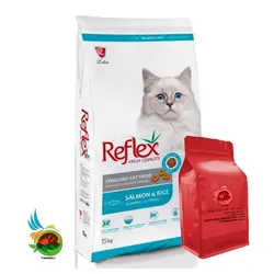 غذای خشک گربه عقیم رفلکس با طعم ماهی و برنج Reflex adult cat food sterilised with salmon & rice وزن 1 کیلوگرم ( بسته بندی ملودی مهربانی )