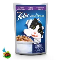 پوچ گربه فلیکس با طعم گوشت بره felix cat food with lumb وزن 100 گرم