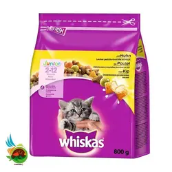 غذای خشک مغزدار مولتی کالر بچه گربه ویسکاس با مرغ  Whiskas junior cat mit huhn وزن 800 گرم