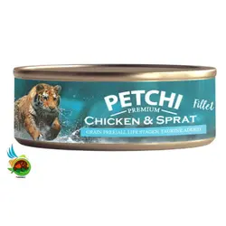 کنسرو گربه بالغ پتچی با مرغ و ماهی کیلکا Petchi fillet chicken & sprat وزن 250 گرم
