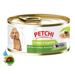 کنسرو غذای سگ پتچی با طعم مرغ و سبزیجات Petchi chicken & vegetable for dog وزن 120 گرم