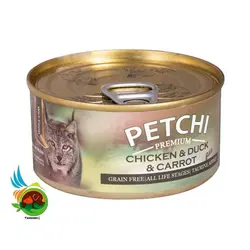 کنسرو گربه پتچی با طعم مرغ و اردک و هویج Petchi chicken & duck & carrot وزن 120 گرم