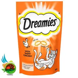 تشویقی گربه دریمیز با طعم مرغ مدل Dreamies with Chicken وزن 60 گرم