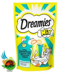 تشویقی گربه دریمیز میکس با طعم سالمون و پنیر Dreamies with Salmon & Cheese وزن 60 گرم
