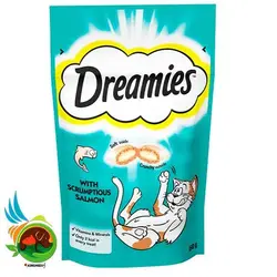 تشویقی گربه دریمیز با طعم سالمون مدل Dreamies with Salmon وزن 60 گرم