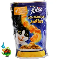 پوچ گربه ژله ای فلیکس با طعم مرغ مدل Felix Sensations Jellies وزن 100 گرم