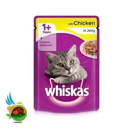پوچ گربه ویسکاس با طعم مرغ مدل Whiskas with Chicken in Jelly وزن 85 گرم