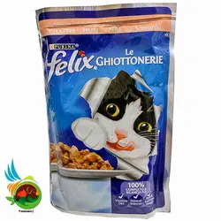پوچ گربه فلیکس با طعم سالمون مدل Felix Salmon in Gelatina وزن 100 گرم