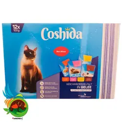 پک پوچ گربه کوشیدا با طعم های گوشت گاو، جگر، اردک و قزل آلا تعداد 12 عدد