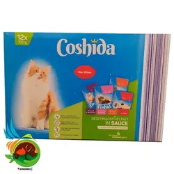 پک پوچ گربه کوشیدا با طعم های گوشت گاو، بوقلمون، خرچنگ و گوساله تعداد 12 عدد