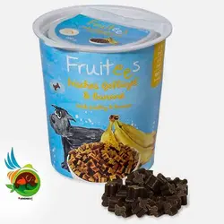 تشویقی سگ فروتیز بوش با طعم مرغ و موز Bosch fruitees with fresh poultry & banana وزن 200 گرم