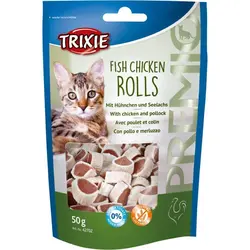 تشویقی گربه تریکسی مدل Trixie Fish Chicken Rolls وزن 50 گرم