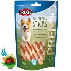 تشویقی سگ تریکسی مدل Fish Chicken Sticks وزن 80 گرم