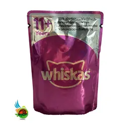 پوچ گربه بالغ و مسن ویسکاس مدل Whiskas with Whitefish mit Weibfisch وزن ۱۰۰ گرم