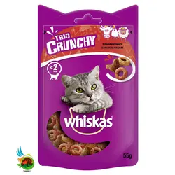 تشویقی گربه ویسکاس مدل Whiskas Trio Crunchy وزن 55 گرم