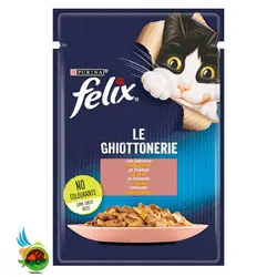 پوچ گربه فلیکس با طعم سالمون در ژله Purina Felix with Salmon in Jelly وزن ۸۵ گرم