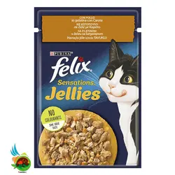 پوچ گربه فلیکس با طعم مرغ و هویج در ژله Purina Felix with Chicken and Carrot in Jelly وزن ۸۵ گرم