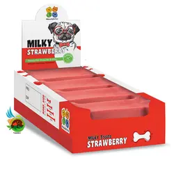 تشویقی سگ نوریش پت مدل استخوان دنتال شیری توت فرنگی Nourish pet milky strawberry طول 11 سانتی متر