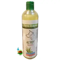 شامپو پروتئینه های پت مخصوص سگ و گربه با رایحه آلوئه ورا Hi pet protein herbal shampoo حجم 450 میلی لیتر