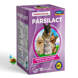 مکمل پودری پروبیوتیک پارسی لاکت مخصوص سگ و گربه Parsilact probiotic بسته 20 عددی