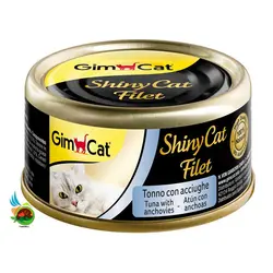 کنسرو گربه جیم کت با طعم ماهی تن و آنچووی Gimcat shiny cat filet tuna with anchovies وزن 70 گرم