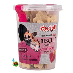 تشویقی بیسکویتی سگ دودوتی با طعم گندم Dudoti biscuit with orginal flavor وزن 150 گرم