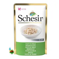 پوچ بچه گربه شسیر با طعم فیله مرغ Schesir chicken fillets وزن 85 گرم