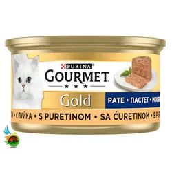 کنسرو گربه گورمت گلد با طعم بوقلمون مدل پته Gourmet gold with hindi etli وزن ۸۵ گرم