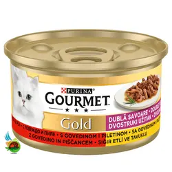 کنسرو گربه گورمت گلد با طعم گوشت و مرغ مدل خورشتی Gourmet gold with sigir etli ve tavuklu وزن ۸۵ گرم