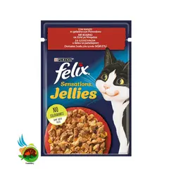 پوچ گربه فلیکس با طعم گوشت و گوجه فرنگی Felix Beef & Tomato وزن ۸۵ گرم