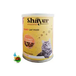 کنسرو گربه شایر با طعم مرغ در سس Shayer chunky chicken وزن ۴۰۰ گرم