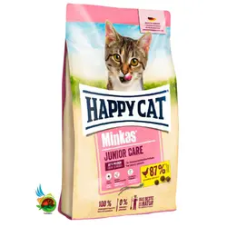 غذای خشک گربه جونیور مینکاس هپی کت با طعم مرغ Happycat minkas junior with poultry وزن 10 کیلوگرم