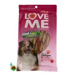 اسنک تشویقی لاومی با طعم مرغ، جگر، گوشت مخصوص سگ Love me chicken and liver & beef flavour وزن ۸۰ گرم