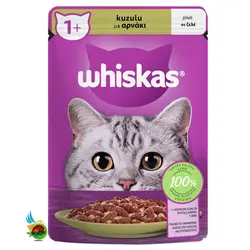 پوچ گربه بالغ ویسکاس با طعم گوشت بره در ژله Whiskas with lamb in jelly وزن 85 گرم
