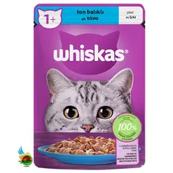 پوچ گربه بالغ ویسکاس با طعم ماهی تن در ژله Whiskas with tuna in jelly وزن ۸۵ گرم