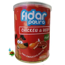کنسرو سگ فیدار پاتیرا طعم مرغ و گوشت Fidar patira with chicken & beef وزن 400 گرم