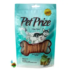 تشویقی نواری مرغ نرم پت پرایز مخصوص سگ Pet prize soft chicken strips وزن 50 گرم