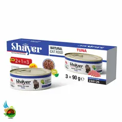 کنسرو نچرال گربه شایر طعم ماهی تن Shayer natural with tuna وزن ۲۷۰ گرم بسته ۳ عددی