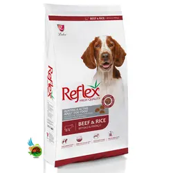 غذای خشک سگ بالغ رفلکس طعم گوشت و برنج Reflex hunting & active adult dog with beef & rice وزن 15 کیلوگرم
