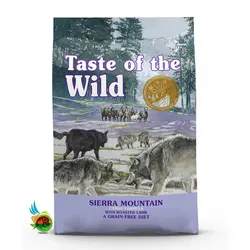 غذای خشک سگ تیست آف د وایلد بدون غلات با طعم گوشت بره Taste of the wild Sierra mountain with lamb وزن 12.2 کیلوگرم