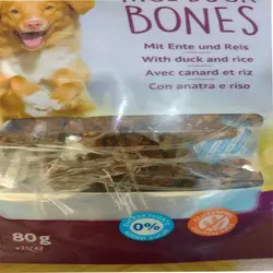 تشویقی سگ تریکسی با طعم اردک مدل rice duck bones کد31742 وزن 80 گرم( اپن باکس )