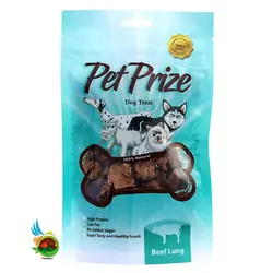 تشویقی جگر سفید گاو پت پرایز مخصوص سگ Pet prize beef lung وزن 40 گرم