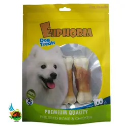 تشویقی سگ ایفوریا با طعم مرغ مدل استخوان دور پیچ Euphoria dog treats with chicken بسته 3 عددی