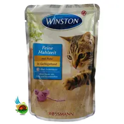 پوچ گربه وینستون با طعم بوقلمون در سس مرغ Winston mit pute in geflugelfond وزن 100 گرم
