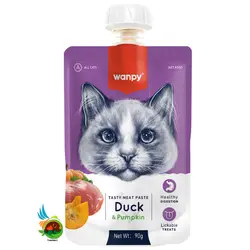 پودینگ گربه ونپی با طعم اردک و کدو Wanpy with duck & pumpkin وزن ۹۰ گرم