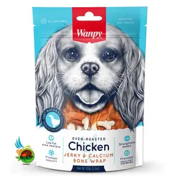 تشویقی سگ ونپی با طعم مرغ و کلسیم مدل ران مرغ Wanpy chicken jerky & calcium  وزن ۱۰۰ گرم